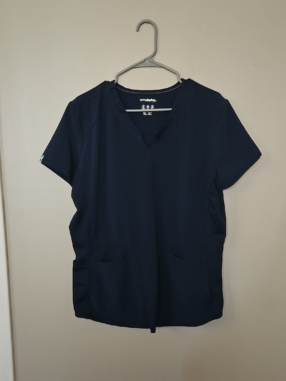 Navy V‑Neck Medical Scrub Top And Straight Leg Cargos Set